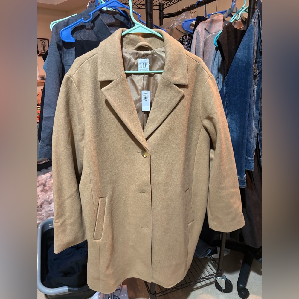 Gap XXL Camel Tan Heavy Peacoat Pea Coat Over Coat